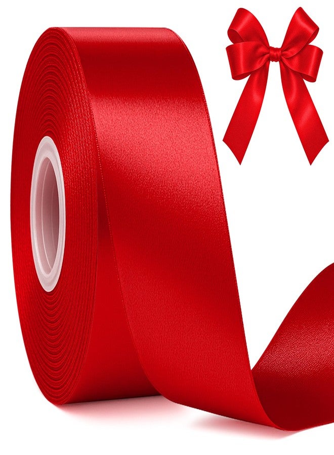 Fullive Red Ribbon 1 1/2 Inch, 30 Yards Red Ribbon for Gift Wrapping, Polyester Satin Valentines Ribbon for Wedding Valentines Day Decorations DIY Bows Wrapping Bouquet Floral Arrangements - Image 1